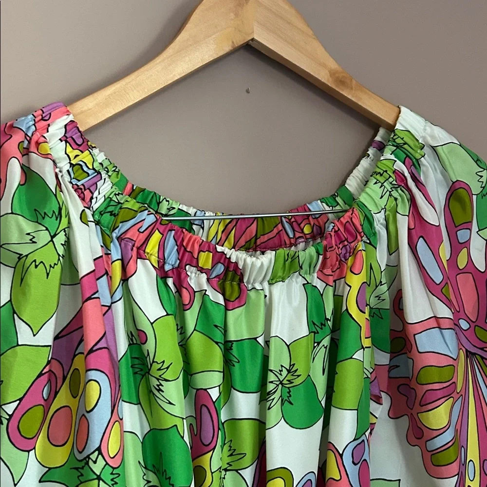 Trina Turk Off the Shoulder HighLow Floral Vibrant Multicolor Silk Dress Size S - Picture 8 of 14